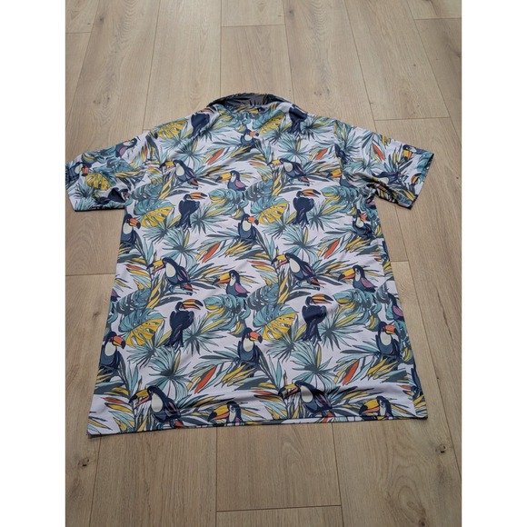 Waggle Golf Men's Polo Shirt Toucan Tropical Performance All Over Print Large - Picture 6 of 6